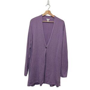 J.Jill Lavender Long Sleeve One Button Wool Blend Cardigan Sweater Women's Size